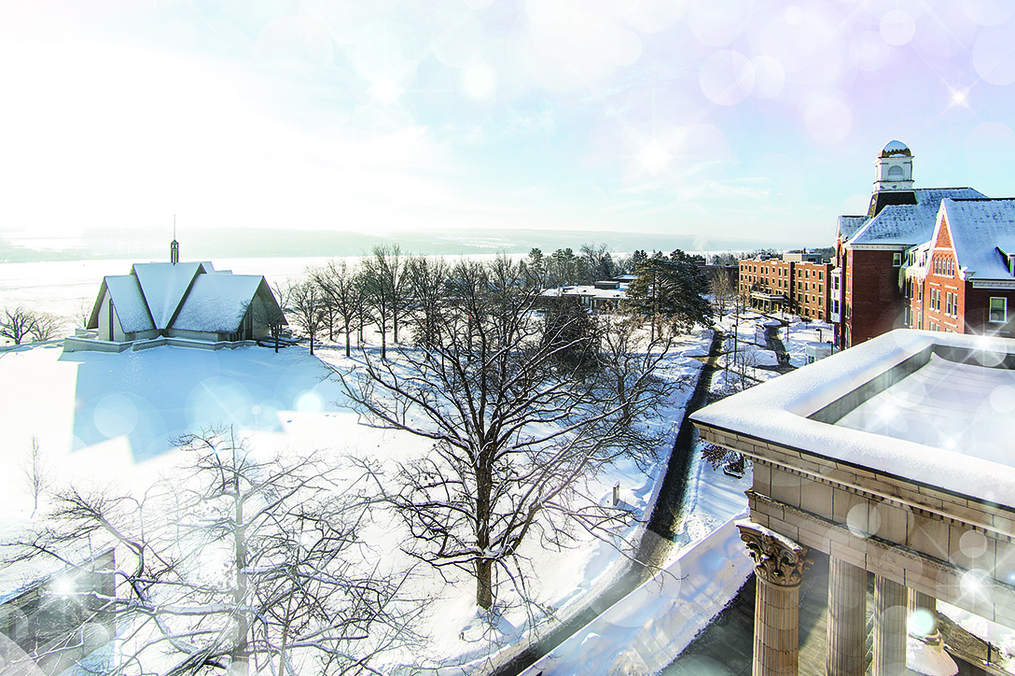 Overview of snow covered campus